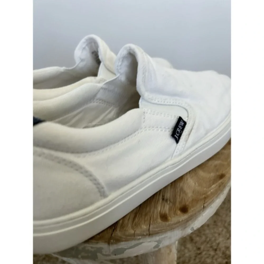 J.‎ Crew Factory Men's Canvas Slip-On Sneakers Sz 9.5 in White
